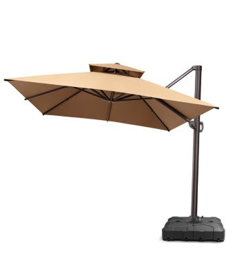 Outdoor Patio 10X13Feet Aluminum Double Top Cantilever Umbrella with Wheel Base