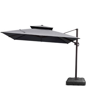Outdoor Patio Double Top 11x11Feet Square Aluminum Cantilever Umbrella With Wheel Base