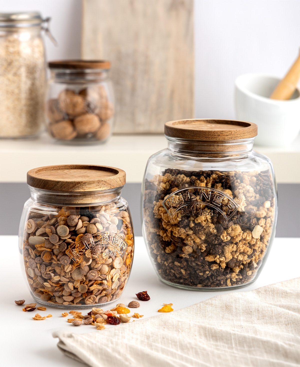 Kilner Storage Jars with Wooden Lid, Set of 2