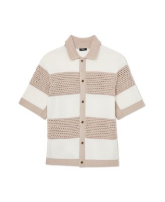 Men's Marek Button Through Block Stripe Shirt