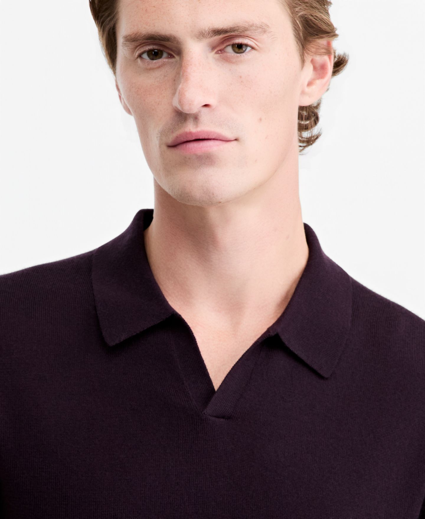 Мужской свитер Alfani Long-Sleeve Johnny Collar Merino Wool, цвет: Баклажановый — фото 3