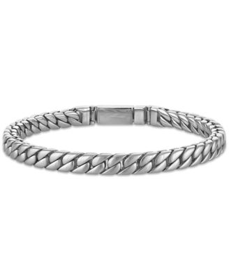 Esquire Men's Jewelry Double Layer Chain Bracelet in Stainless Steel - Polished Stainless Steel