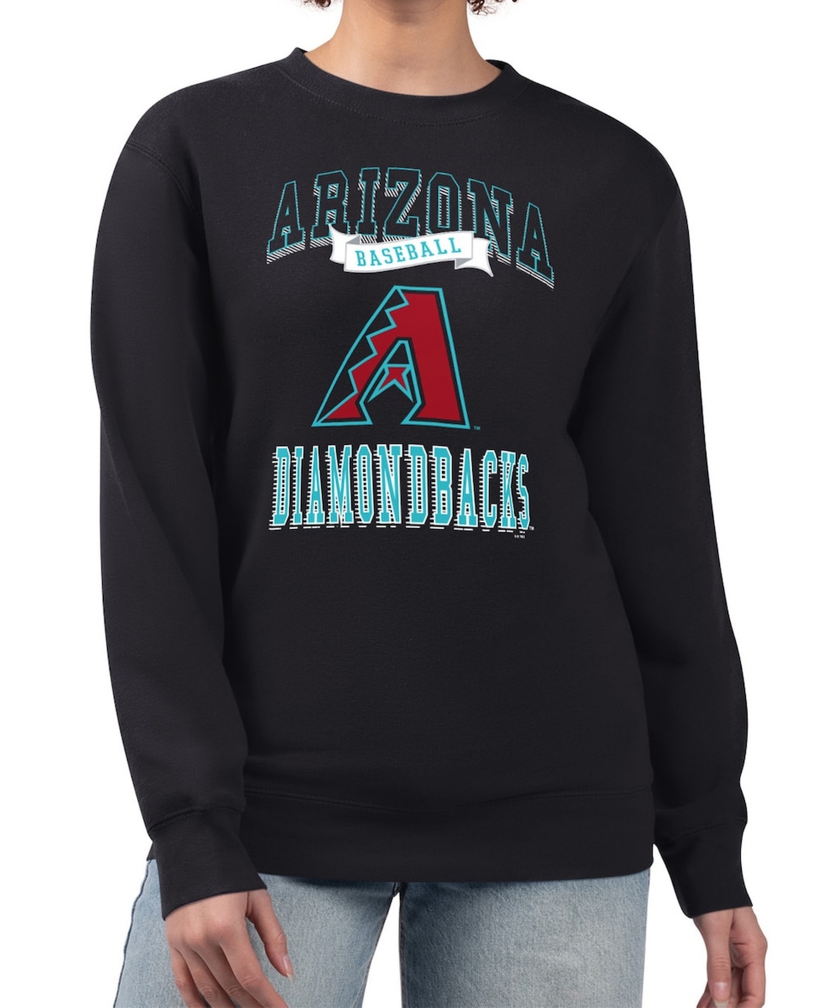 G-iii 4Her by Carl Banks Women's Black Arizona Diamondbacks Team Logo Graphic Tri-Blend Fleece Pullover Sweatshirt - Black