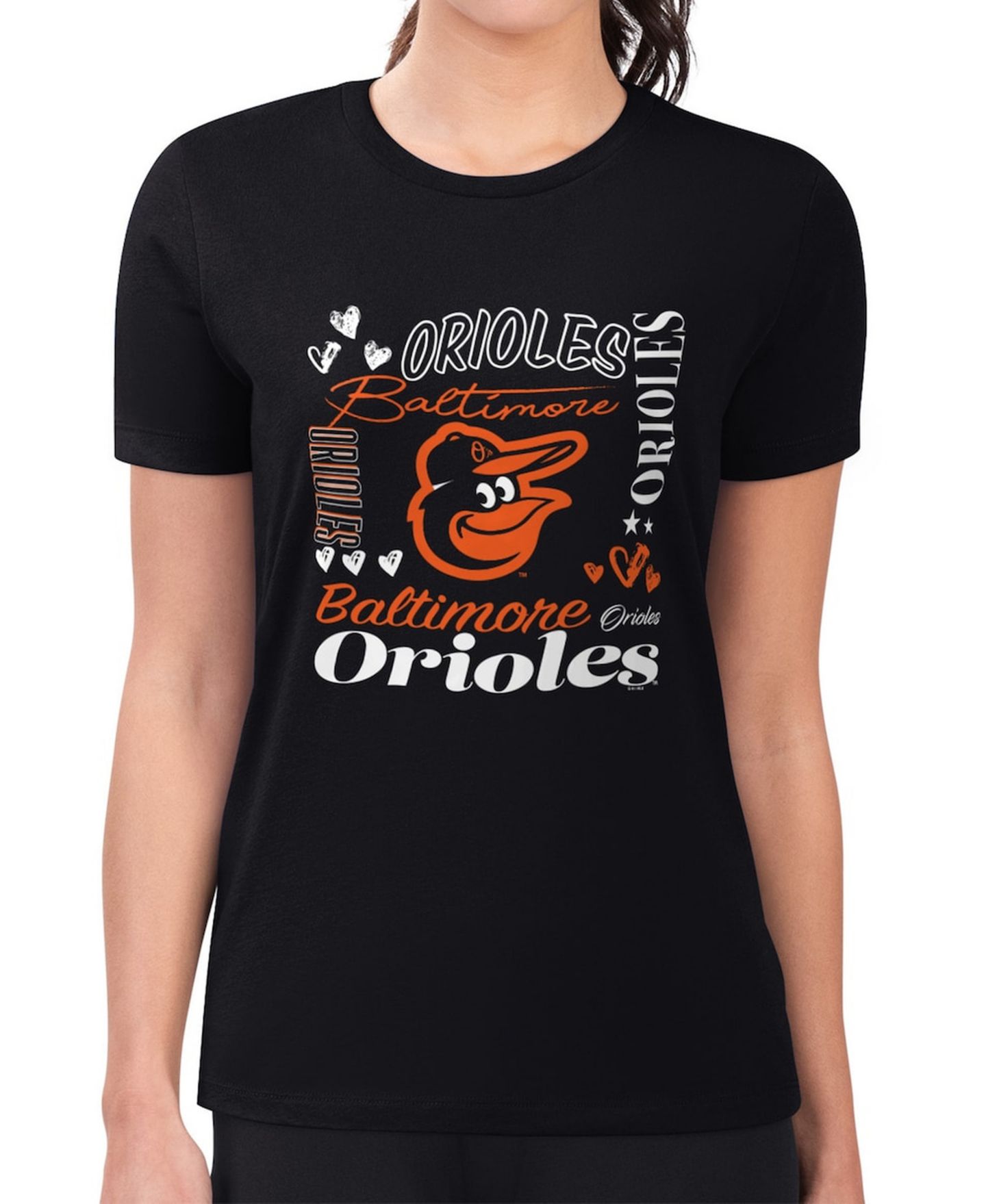 Женская футболка G-III 4Her by Carl Banks Black Baltimore Orioles Super-Slim Fit Lightweight Collage Team Graphic Crew Neck — фото 4
