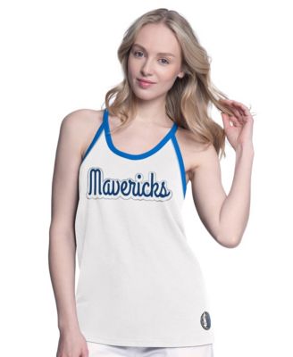 Women's White Dallas Mavericks Curveball Racerback Scoop Neck Slub Tank Top