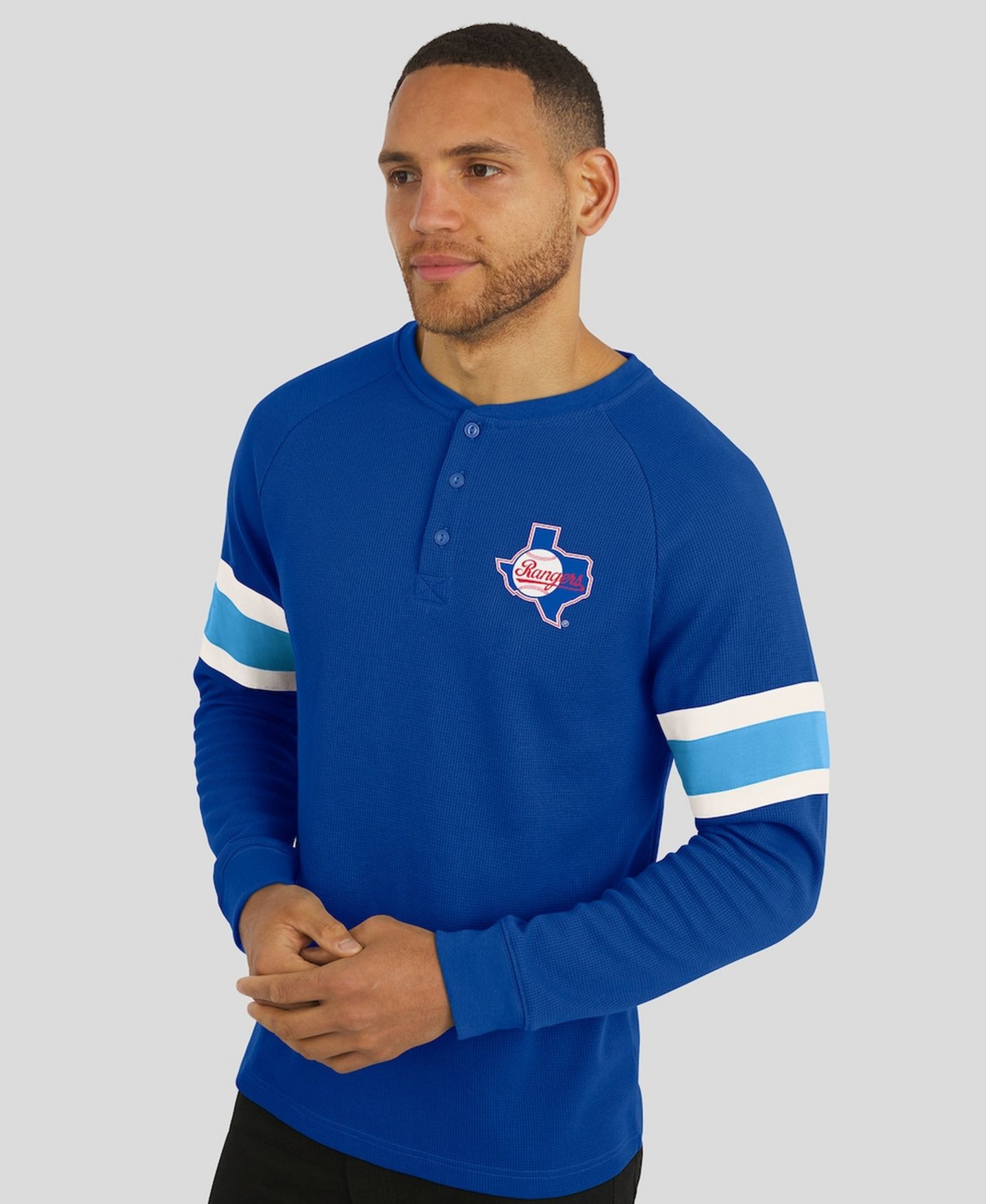 Мужская футболка Fanatics Darius Rucker Collection By Royal Texas Rangers Waffle-Knit Raglan Long Sleeve Henley — фото 4