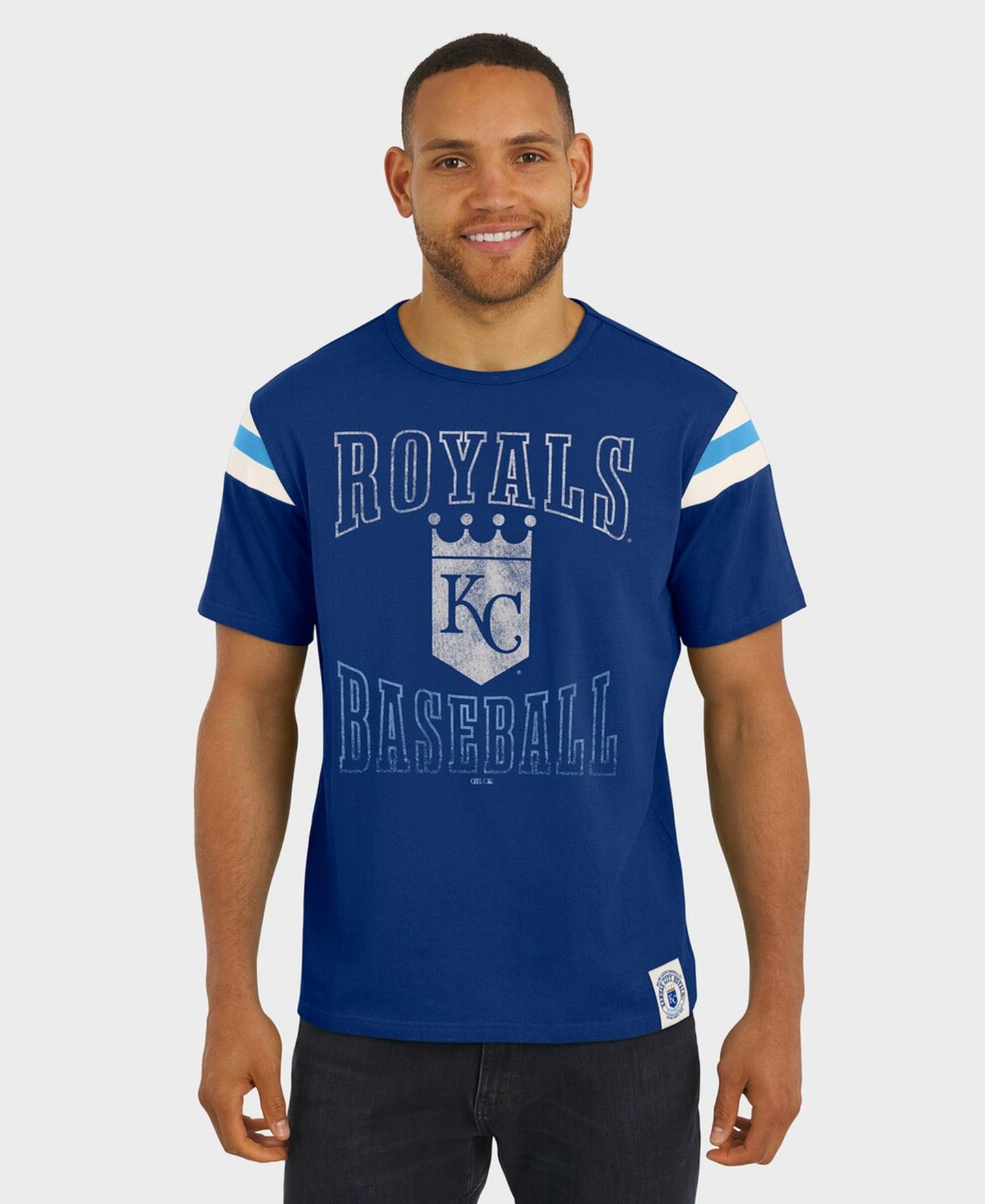Мужская футболка Fanatics Darius Rucker Collection By Royal Kansas City Royals Distressed Sleeve Stripe — фото 4