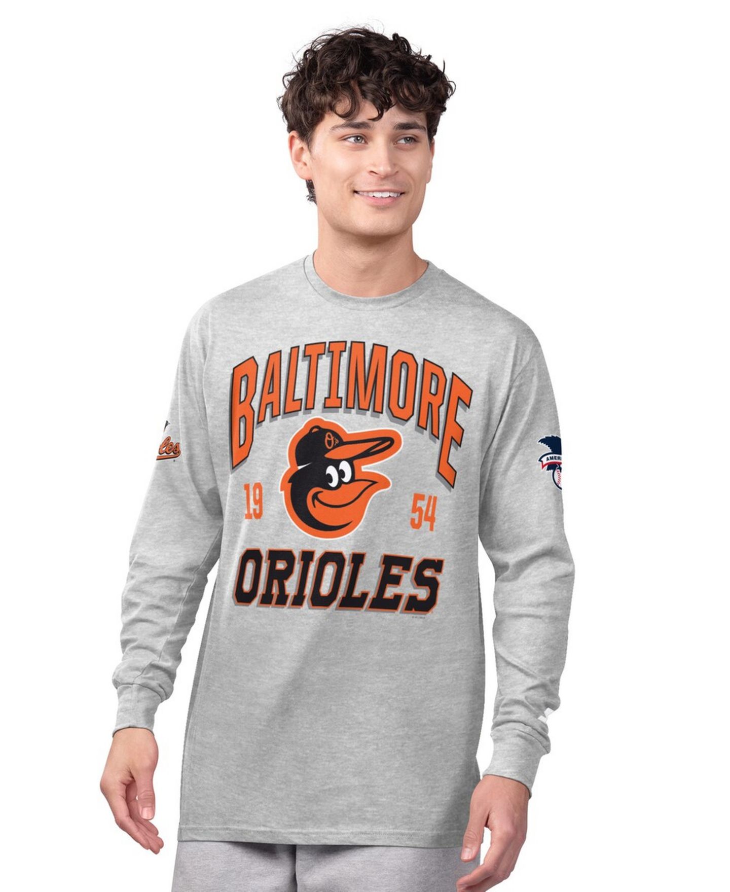 Мужские футболки Starter 2-Pack Heather Gray/Orange Baltimore Orioles Long Sleeve Short Sleeve T-Shirt Set — фото 4