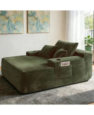 65" Oversized Chaise Lounge Indoor, with Throw Pillows and cup holder,  Couch Corduroy Lounge Chair, for Living Room Bedroom Apartment