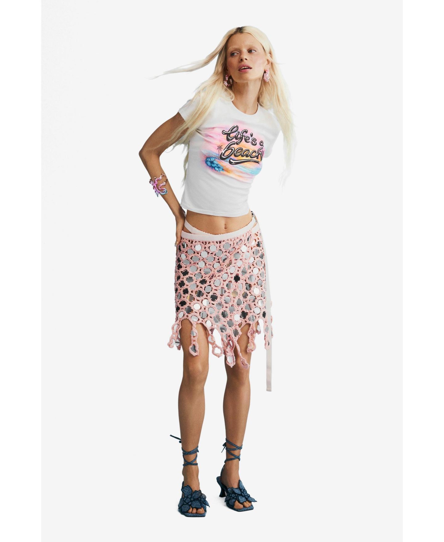 Пляжная накидка — Desigual, цвет: Розовый — фото 2