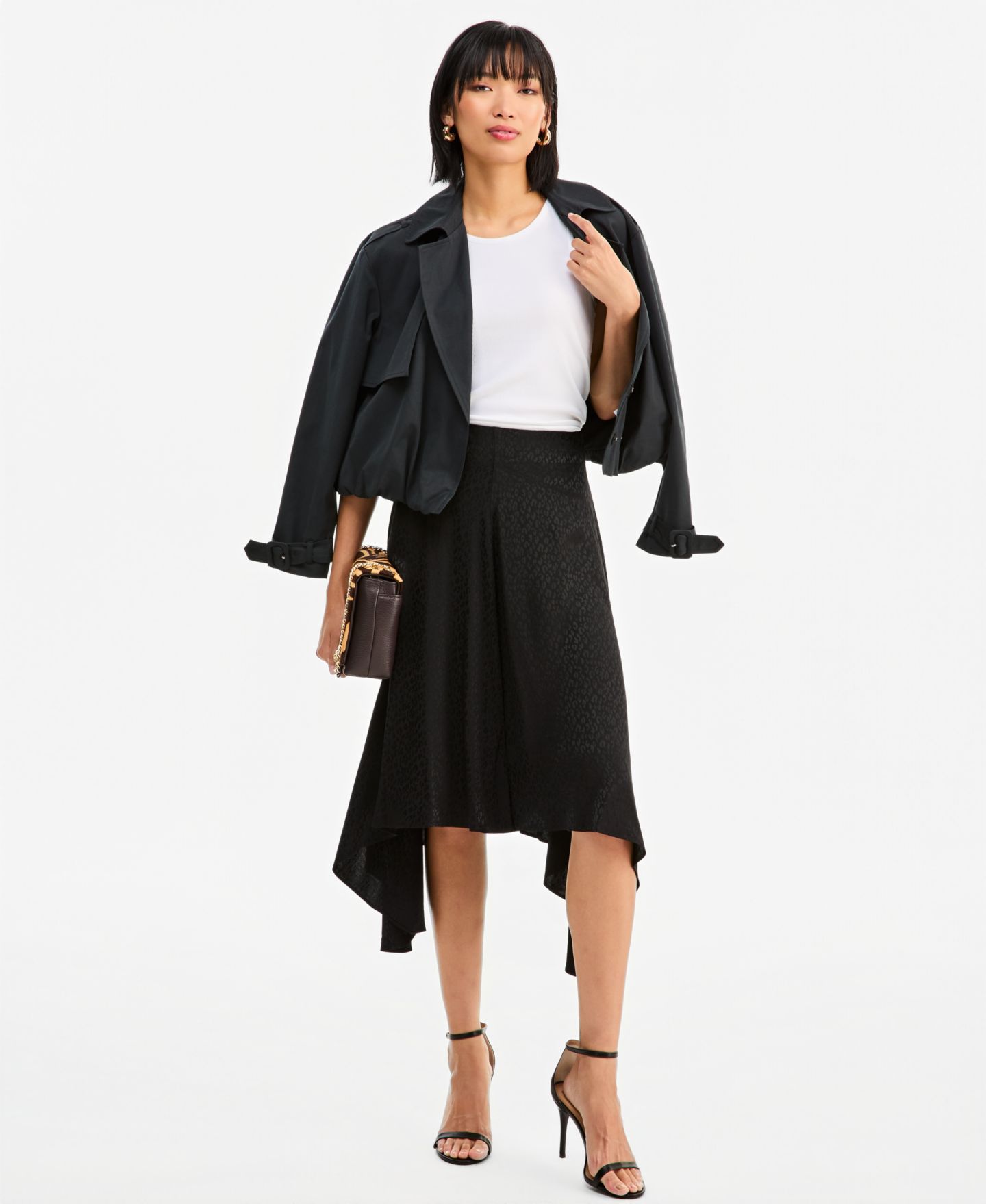 Женская юбка I.N.C. International Concepts High-Waisted Midi Jacquard, цвет: Глубокий чёрный — фото 2