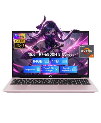 15.6" IPS FHD-Gaming-Laptop, 8 Cores AMD Ryzen 7 6800H 64GB DDR5 RAM 1TB SSD 4.7GHz Fingerprint 100W