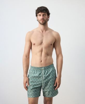 Men's Drawstring Printed Swim Trunks