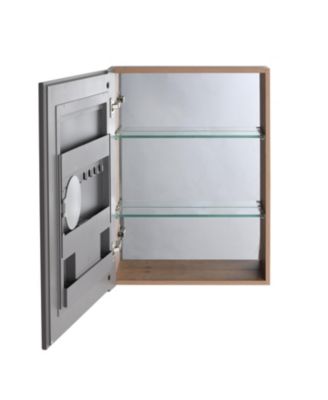 20" Bathroom Mirror Cabinet with Storage, Wall Mounted Medicine Cabinet with Mirror Door, Adjustable Glass Shelves, Plywood