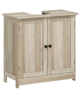 Weathered   Oak Under Sink Bathroom Cabinet 2 Doors and Adjustable Shelf Vanity Storage