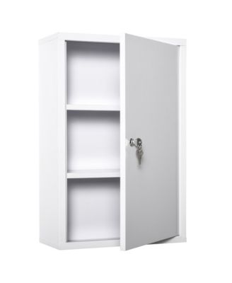   Steel Wall Mount Medicine Cabinet 3 Tier Lockable Emergency Box for Bathroom Kitchen with 2 Keys