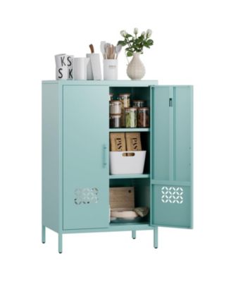 42 Inch Metal Storage Cabinet with Doors, Sideboard Organizer with Adjustable Shelves for Home Office