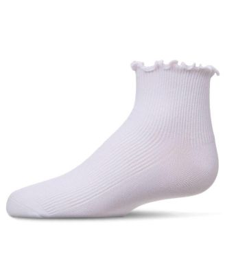 Baby Girls Ruffled Top Thin Ribbed Anklet Socks