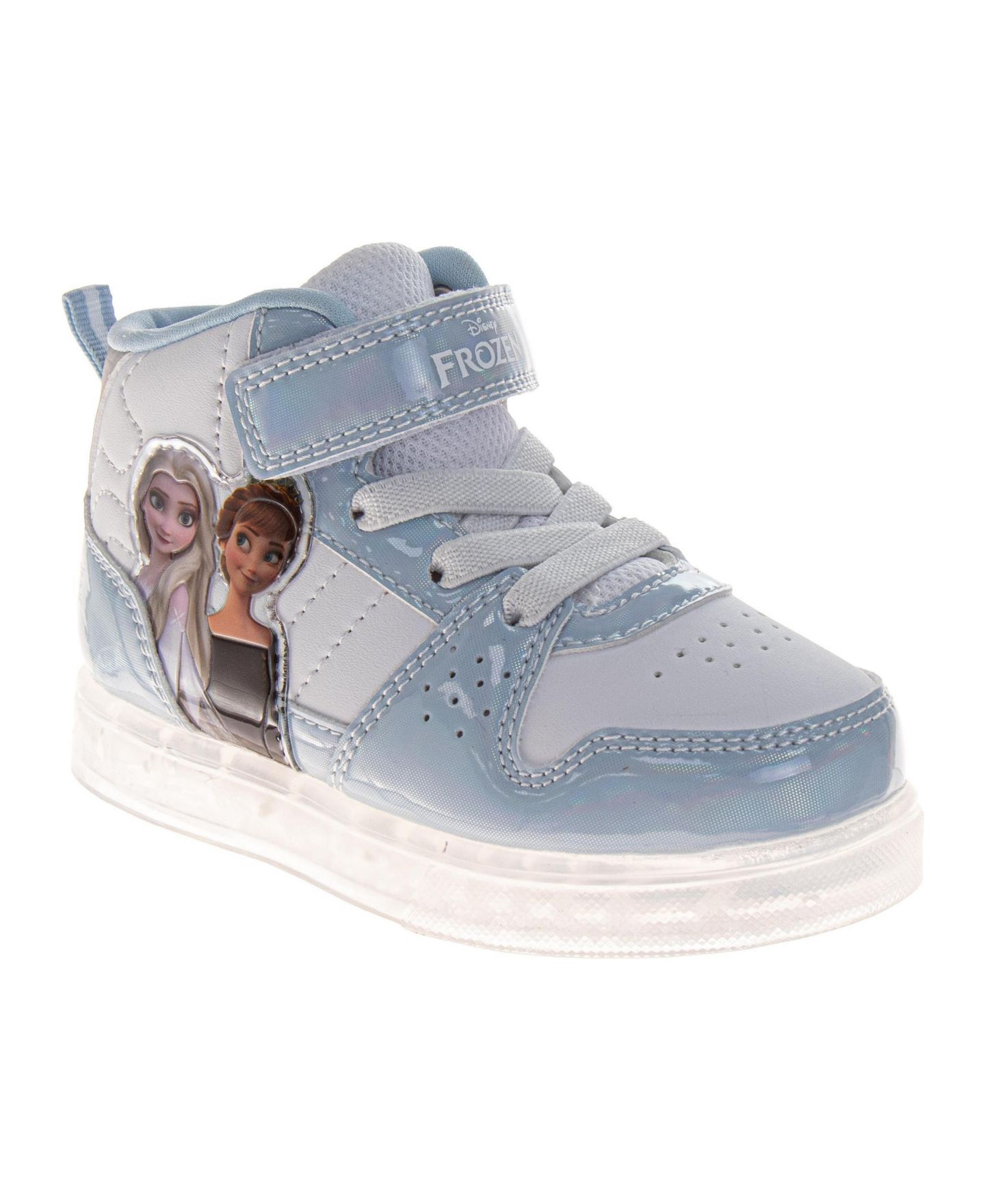 Кроссовки Disney Frozen Anna and Elsa Light-Up High-Top Sneakers with Hook and Loop Closure для девочек, цвет: Синий белый — фото 1