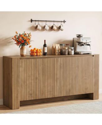 Buffet Cabinet with Storage, 63-Inch Fluted Sideboard Cabinet, Coffee Bar Cabinet with Adjustable Shelves