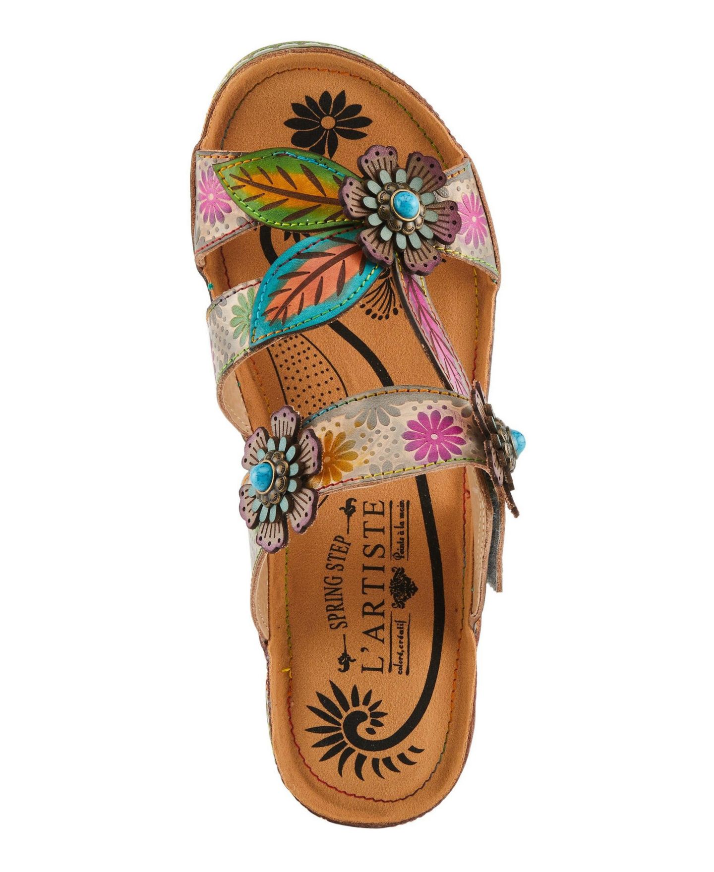 Женские сандалии L'Artiste Spring StepPillow-Soft Strappy Slide Sandal with Foam, цвет: Серый разноцветный — фото 3