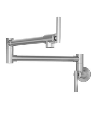 Pot Filler Faucet - Wall Mount Kitchen Sink Faucet Folding Stretchable with Single Hole Two Handles, Brushed Nickel