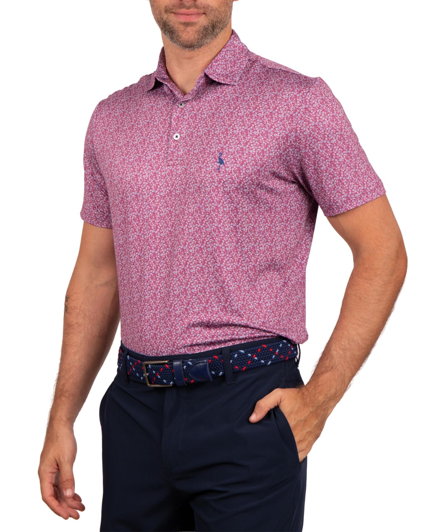 Мужское поло Tailorbyrd Mini Ditsy Performance Polo, цвет: Бордовый — фото 2