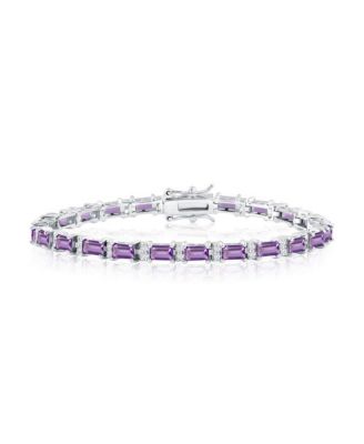 Sterling Silver, Emerald-Cut Gem Bracelet