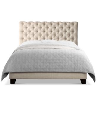 Luxury Upholstered Bed Frame with Tufted Headboard Platform Bed with Solid Wood Frame