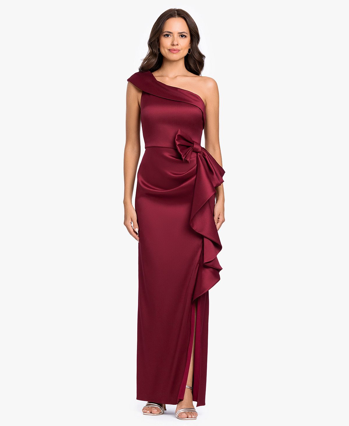 Betsy & Adam Women's Arcadia One-Shoulder Side Bow Ball Gown view 1 — MAYCSS fashion products