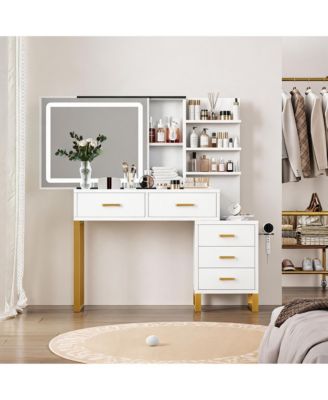 Vanity Table with Mirror, Elegant Dressing Table for Bedroom, Spacious Storage and Sturdy Build, Easy Assembly Makeup Desk