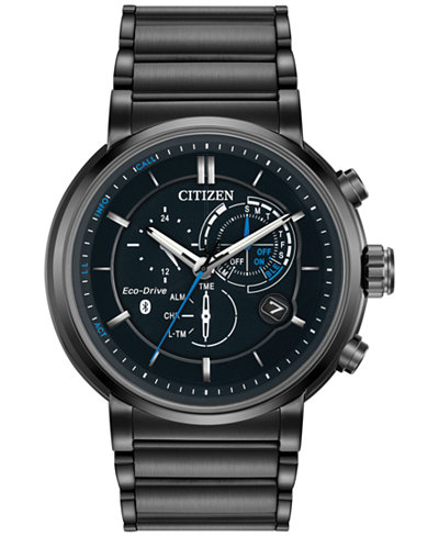 Citizen Men's Chronograph Proximity Black Ion-Plated Stainless Steel Bracelet Smartwatch 46mm BZ1005-51E