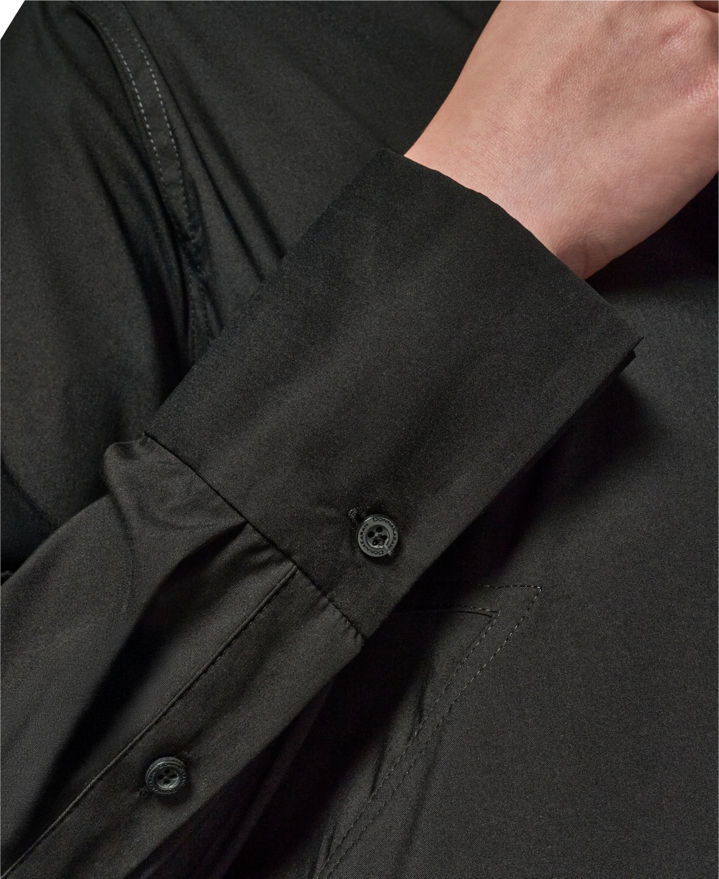 Женский топ Donna Karan New York A-Line Button-Down Poplin Tunic Top, цвет: Чёрный — фото 7