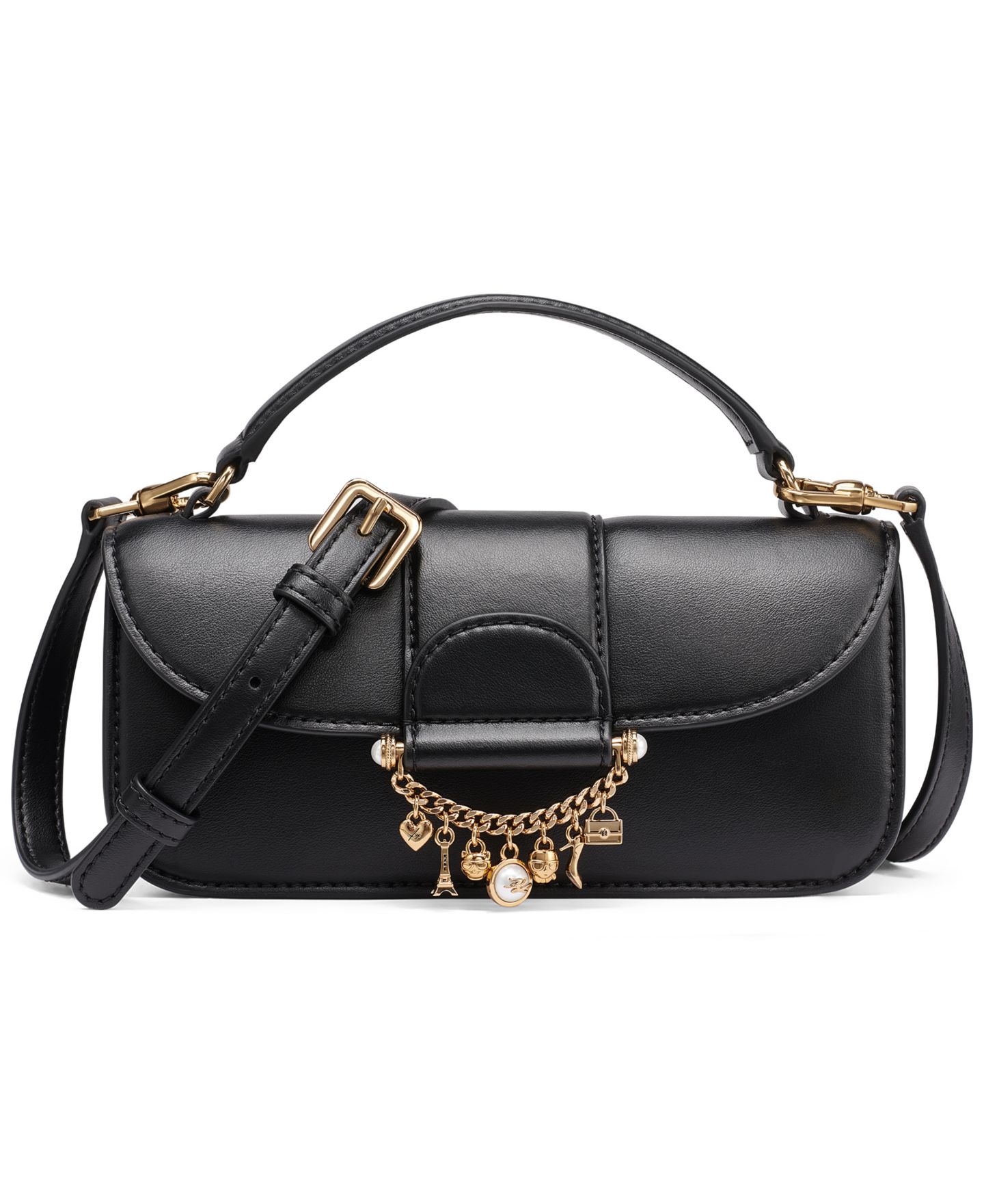 Женская сумка KARL LAGERFELD PARIS Jocelina Small Crossbody Handbag, цвет: Чёрный / Золотой — фото 1