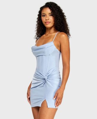 mini bodycon dresses for women Kyle x Shahida Black Satin Dress creating a sleek and trendy look Women's Body-Con Mini Dresses |