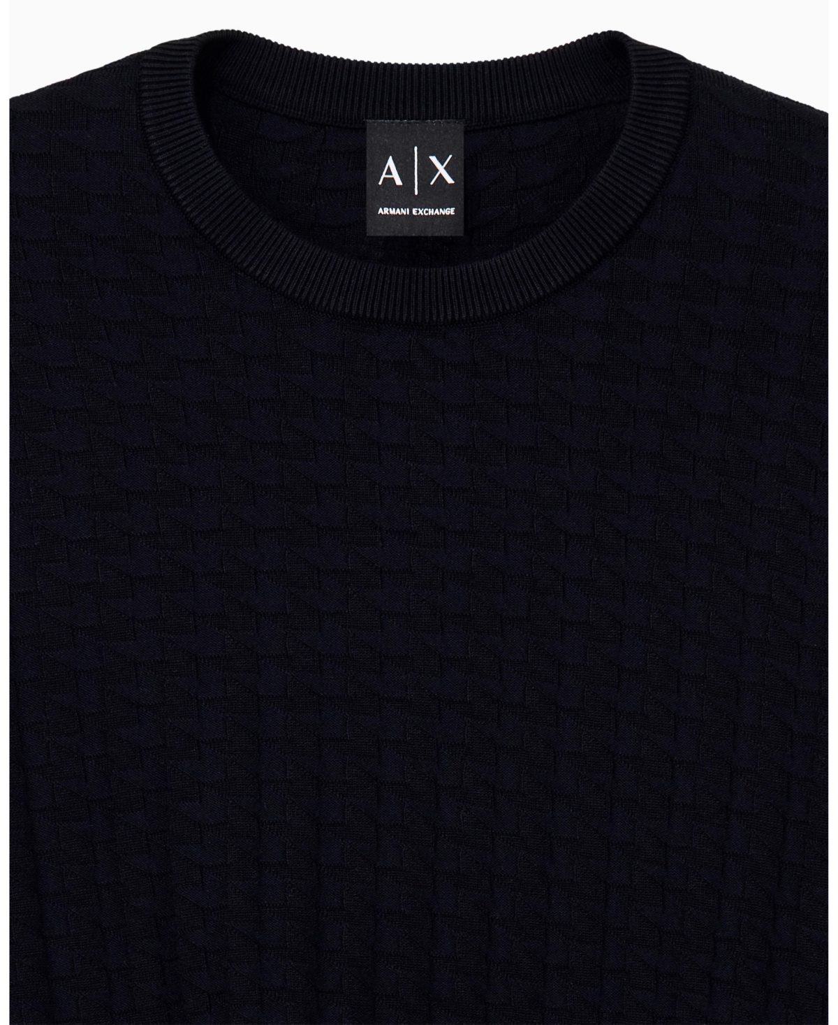 A|X Armani Exchange Men's Geometric Ribbed Viscose Crewneck Sweater