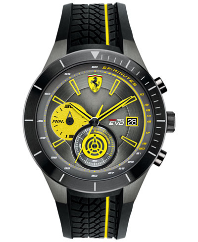 Ferrari Men's Chronograph Red Rev Evo Black Silicone Strap Watch 46mm 0830342