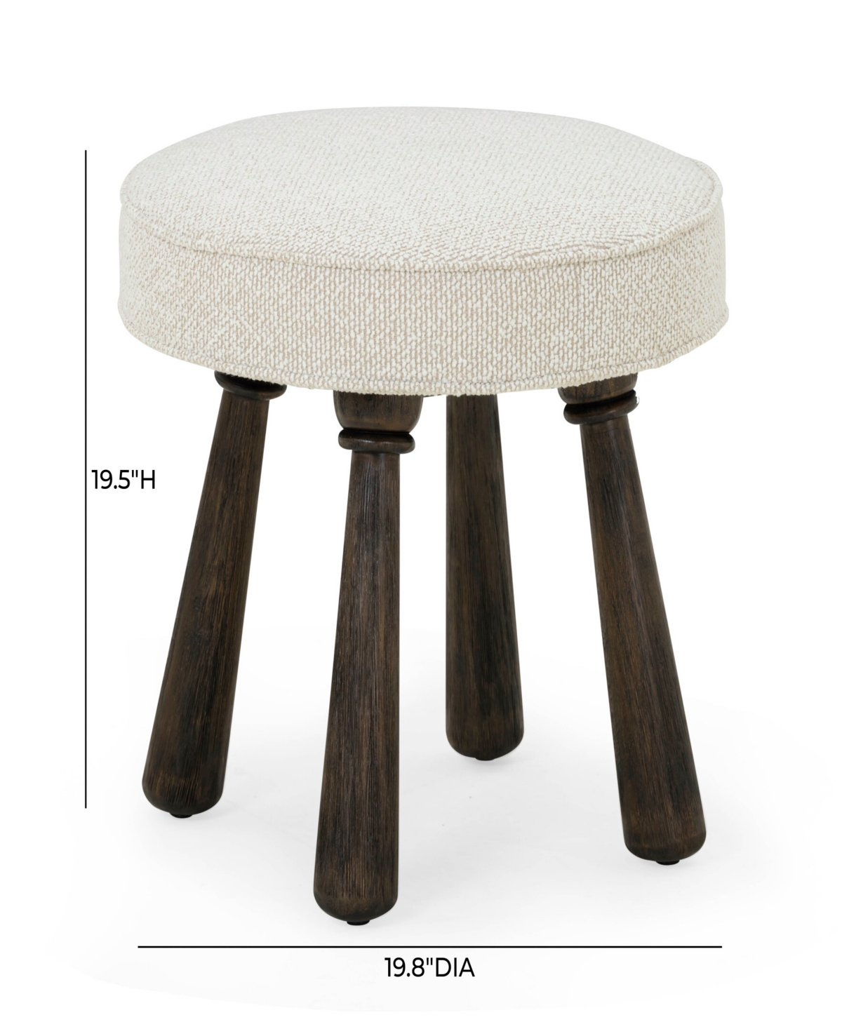 Tov Furniture Pookie 19.5" Boucle Accent Stool