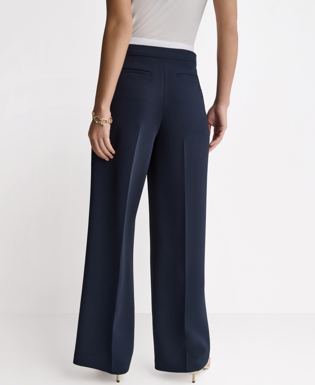 Bcbg Women's Wide-Leg Contrast Waist Pleated Front Pants