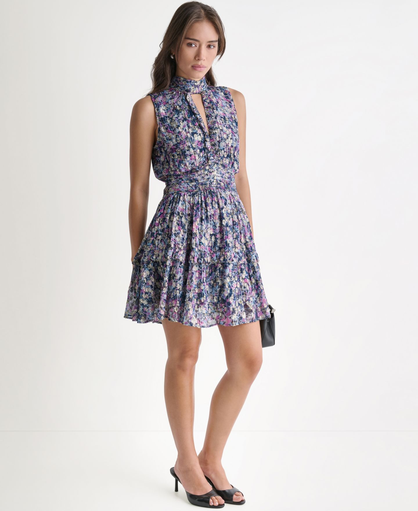 Женское платье BCBG Choker-Neck Sleeveless Dress, цвет: Глубокий морской — фото 2