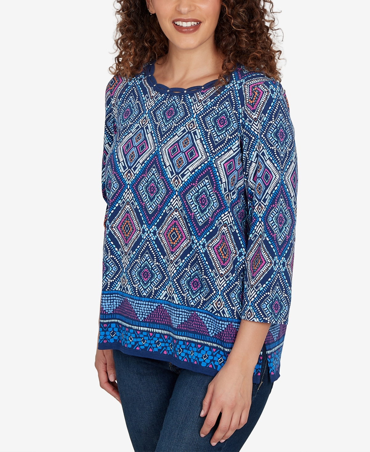 Alfred Dunner Petite Kaleidoscope Print Knit Top