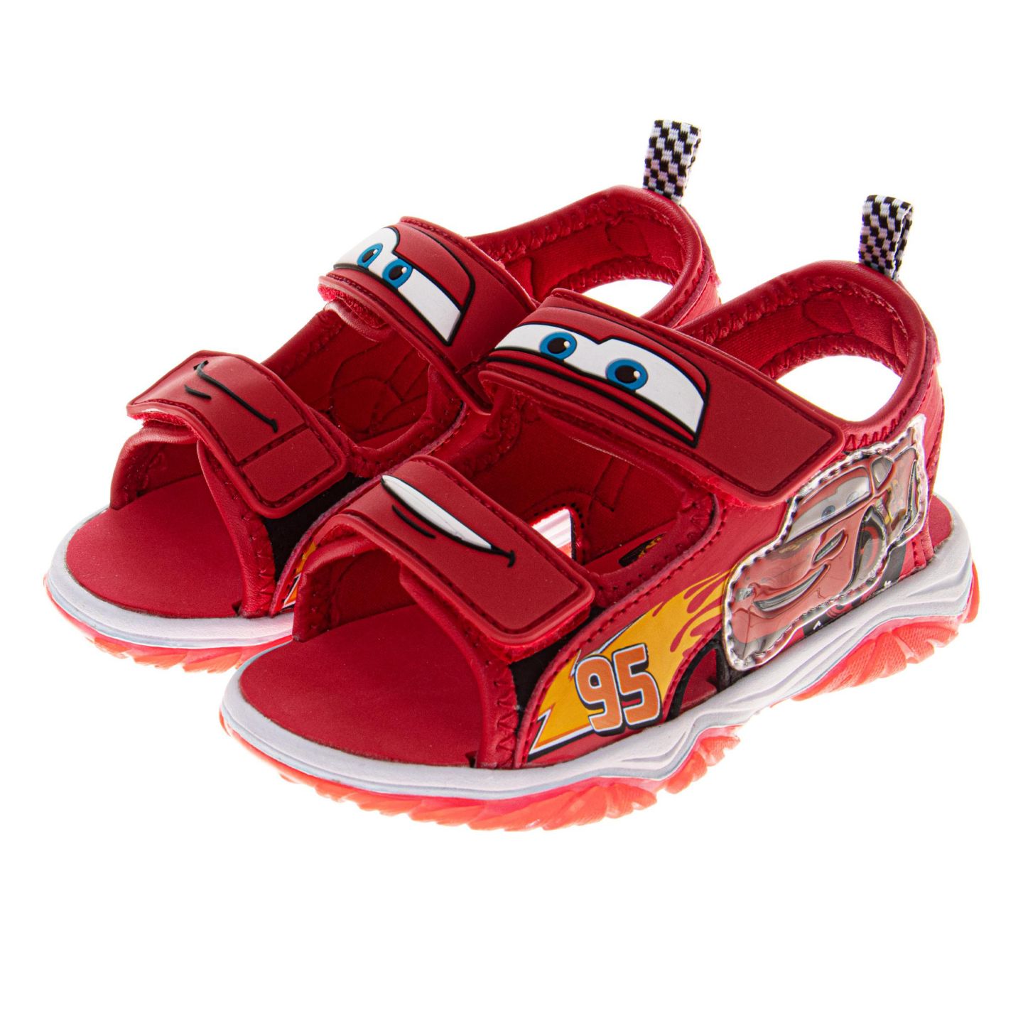Сандалии Disney Pixar Cars Open-Toe Light-Up Sport Sandals, Hook and Loop Outdoor Sandals Featuring Lightning McQueen для мальчиков, цвет: Красный — фото 7