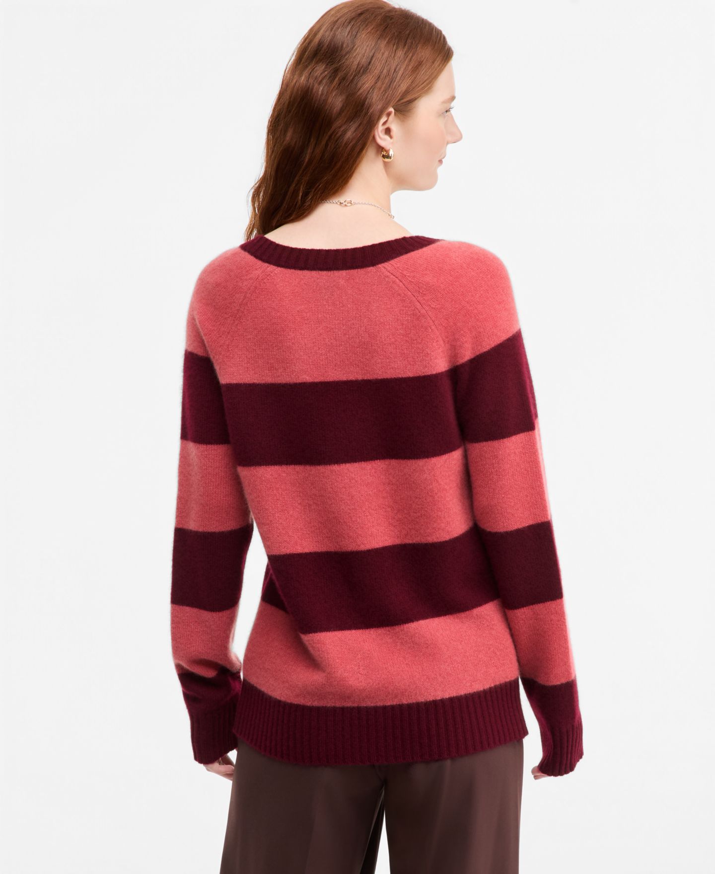 Женский свитер Charter Club 100% Cashmere Striped V-Neck, цвет: Crantini — фото 4