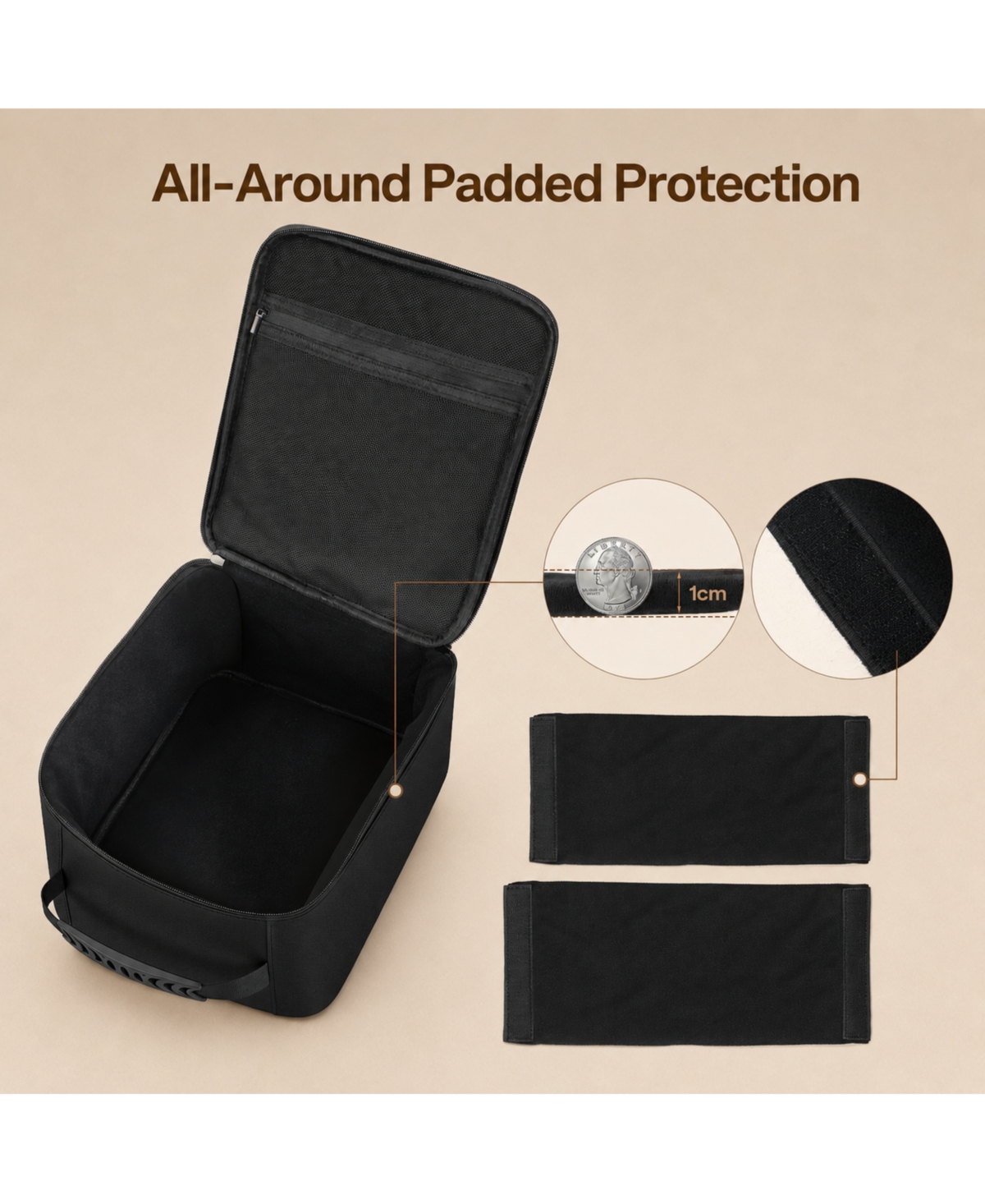 Aurzen Projector Carrying Case, Portable Projector Bag with Adjustable Securing Strap and Fastener Dividers, Storage Travel Case for Most Projectors