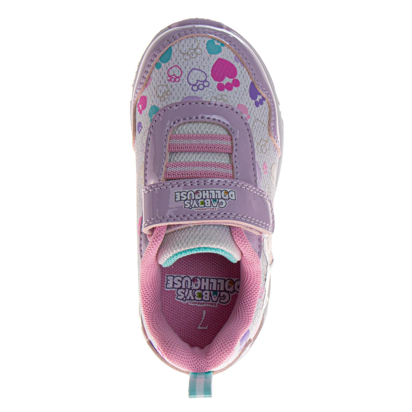 Кроссовки Gabby's Dollhouse Athletic Hook and Loop Light-Up для девочек, цвет: Фиолетовый разноцветный — фото 4