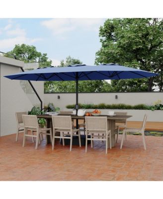 Heavy Duty Outdoor Patio Umbrella with 8 Ribs, Waterproof UV Protection, Crank and Push-Button for Deck, Pool, Garden, Backyard
