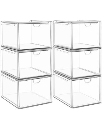 Stackable Storage Boxes Organizer Drawers Plastic Home Art Makeup Kitchen Pantry