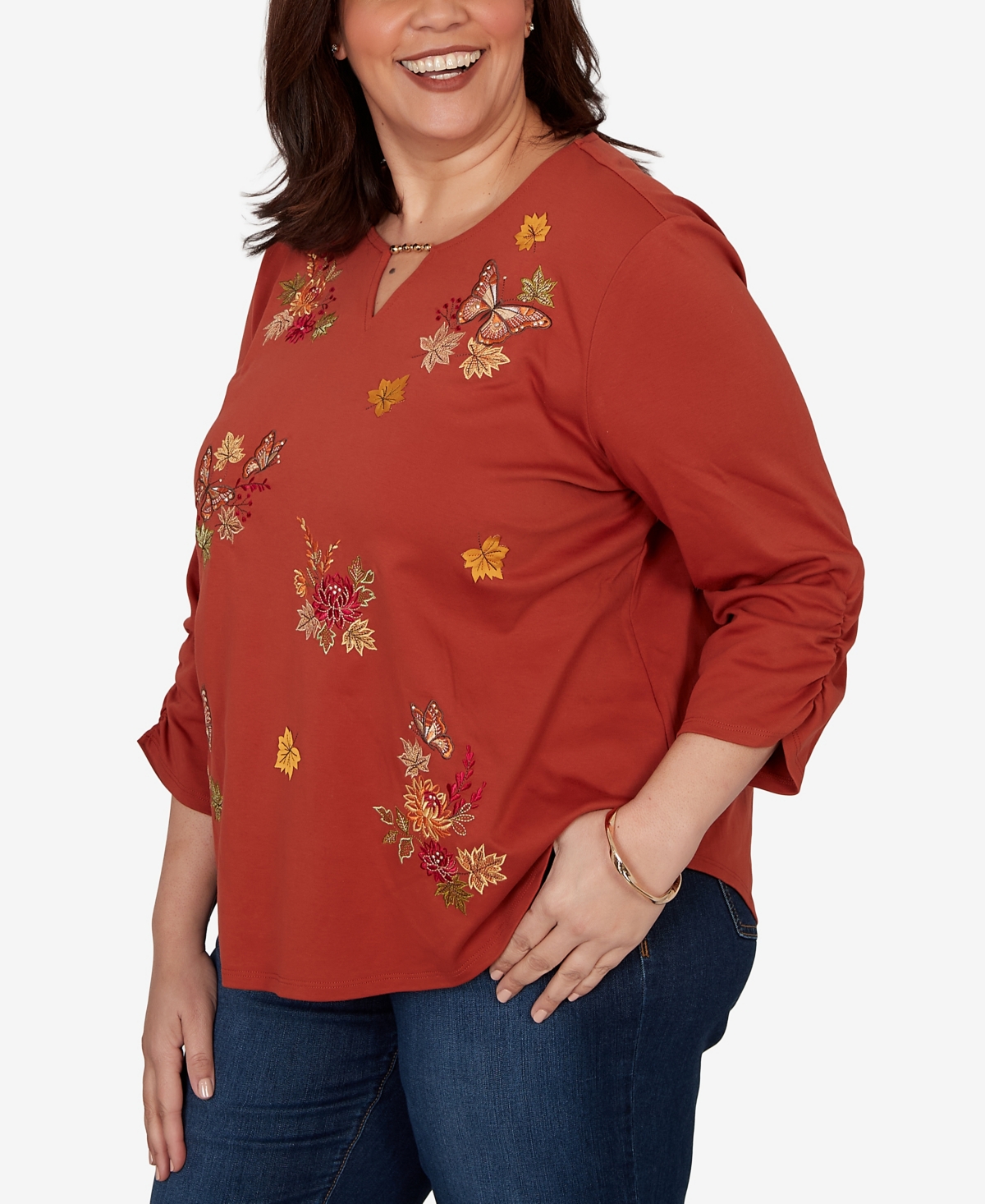 Alfred Dunner Plus Tossed Floral Butterfly Top
