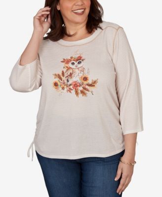 Plus Size Autumn Owl Knit Top