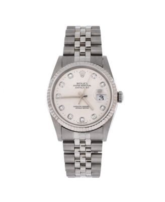 Oyster Perpetual Datejust Automatic Watch in Stainless Steel and White Gold with Diamond Markers 36mm